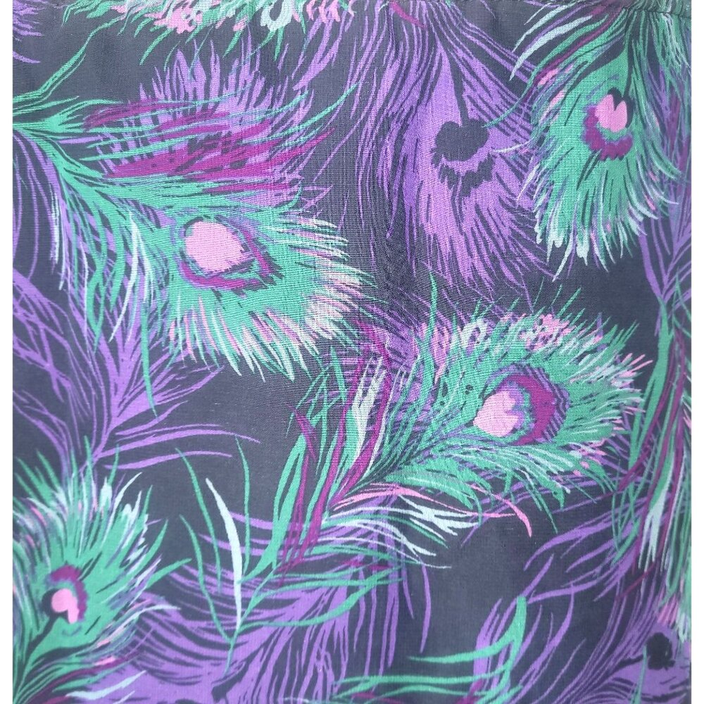 Kira Women’s Medium Purple/Green Strapless Peacock Feather Maxi Dress Pockets - Picture 9 of 11